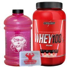 Combo Ela Top - Super Whey 100% Morango + Gal�o Rosa + Porta Caps - Integralm�dica