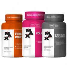 Combo Emagrecedor Chromium Picolinate 60 C�ps + Ultimate Fire White 60 C�ps + Colagen 100 C�ps - Max Titanium