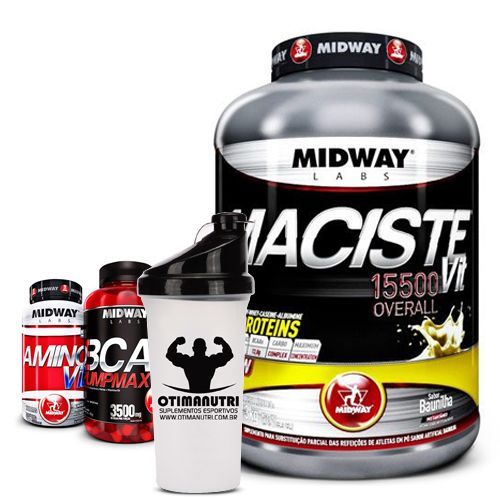 Combo Hipercal�rico Massa + Bcaa + Amino + Coqueteleira de Brinde