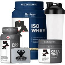 Combo - Iso Whey 900g Baunilha + Creatina 150g + BCAA + Porta Caps + Coqueteleira - Max Titanium