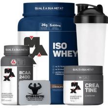 Combo - Iso Whey 900g Chocolate + Creatina 150g + BCAA + Porta Caps + Coqueteleira - Max Titanium