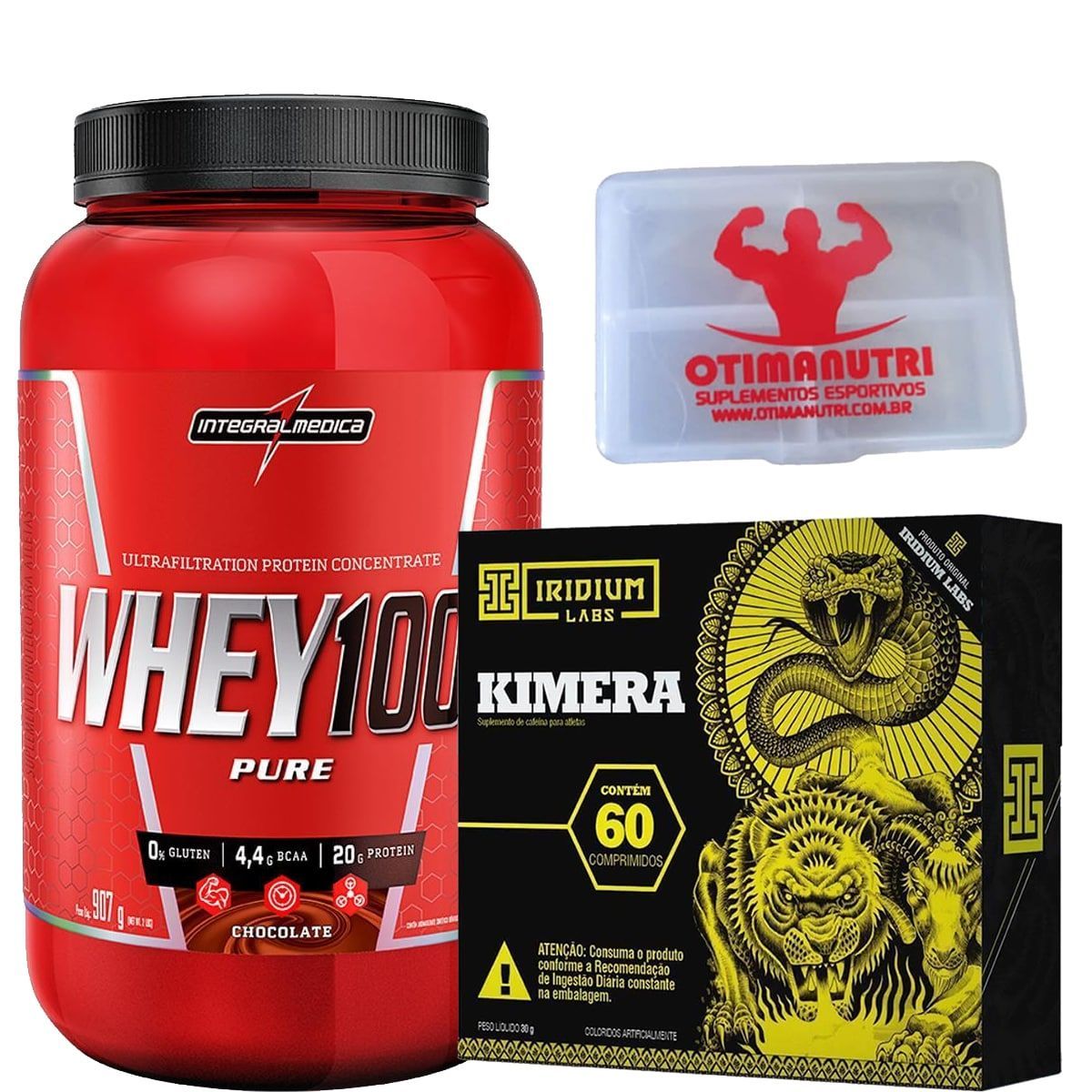 Combo Kimera + Super Whey Chocolate + Porta C�ps - Integralm�dica