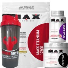 Combo Mass Titanium 3Kg Baunilha + Bcaa 100 Caps + Creatina 150g + Coque - Max Titanium