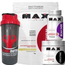 Combo Mass Titanium 3Kg Leite Condensado + Bcaa 100 Caps + Creatina 150g + Coque - Max Titanium