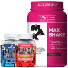 Combo Max Shake 400g Chocolate + Thermo Abdomen + Night Abdomen - Bodyaction