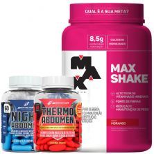 Combo Max Shake 400g Morango + Thermo Abdomen + Night Abdomen - Bodyaction
