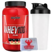 Combo Super Whey Baunilha 907g + Coqueteleira + Porta Caps - Integralm�dica