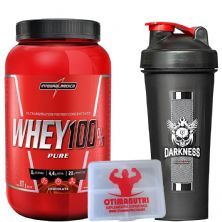 Combo Super Whey Chocolate 907g + Coqueteleira + Porta Caps - Integralm�dica