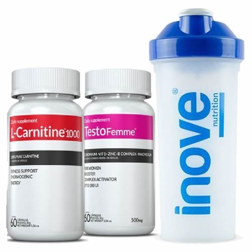 Combo - TestoFemme 60 Capsulas + L-Carnitine 60 Capsulas + Coqueteleira - Inove Nutrition