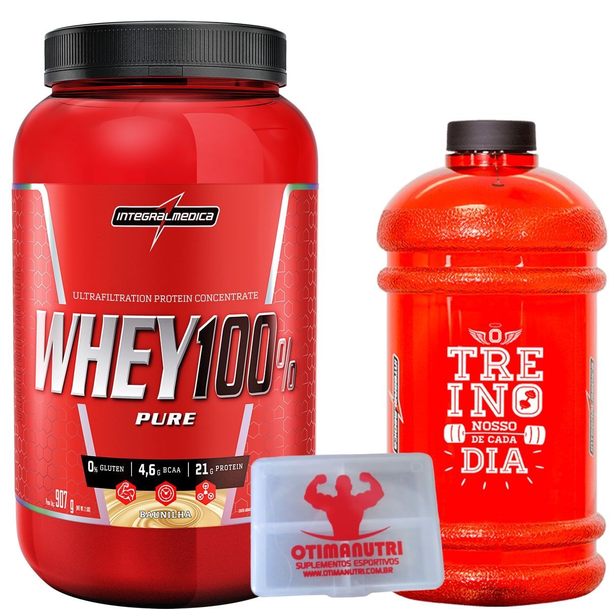 Combo Treino Top - Super Whey 100% Baunilha + Gal�o + Porta C�ps - Integralm�dica