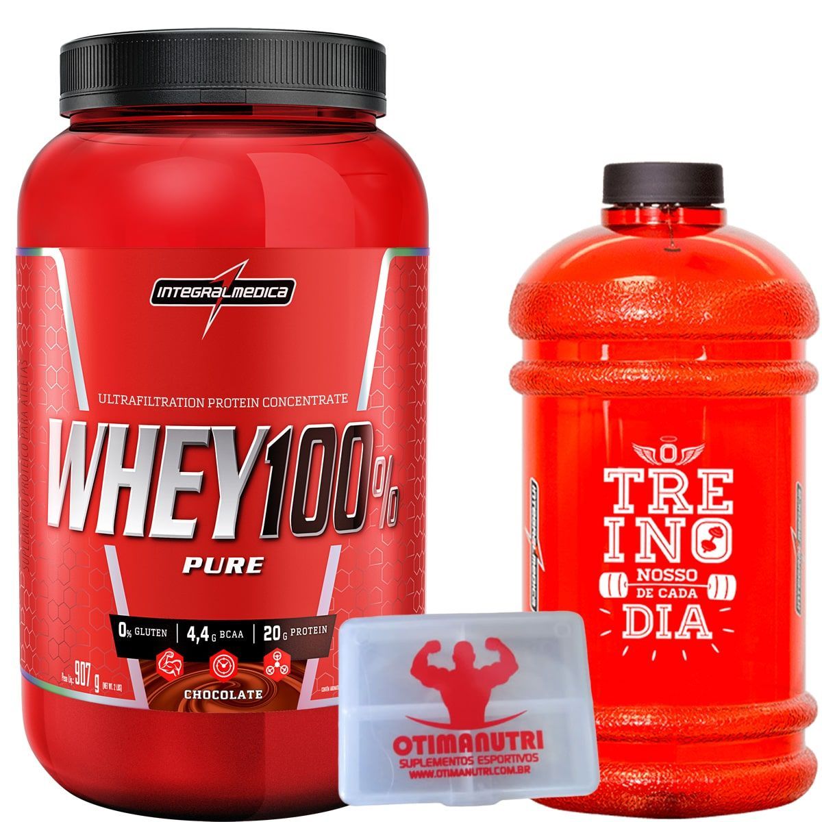 Combo Treino Top - Super Whey 100% Chocolate + Gal�o 1L+ Porta C�ps - Integralm�dica