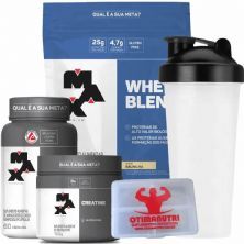 Combo - Whey Blend 2000g Baunilha + Creatina 150g + BCAA + Porta Caps + Coqueteleira - Max Titanium