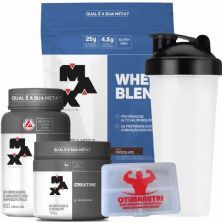 Combo - Whey Blend 2000g Chocolate + Creatina 150g + BCAA + Porta Caps + Coqueteleira - Max Titanium
