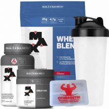 Combo - Whey Blend 2000g Morango + Creatina 150g + BCAA + Porta Caps + Coqueteleira - Max Titanium