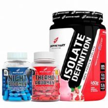 Combo - Whey Isolate 450g Merengue de Morango + Thermo Abdomen + Night Abdomen - Bodyaction