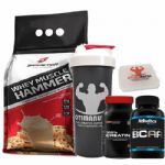 Combo - Whey Muscle Hammer 900g Cookies e Cream + Bcaa 120 tabs + Creatina + Porta Caps + Coqueteleira - Body Action