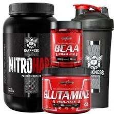 Combo Whey Nitro Hard Baunilha + Bcaa + Glutamina + Coqueteleira - Integralm�dica
