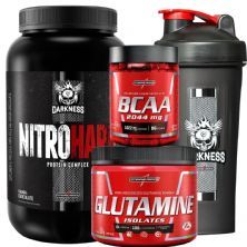 Combo Whey Nitro Hard Chocolate + Bcaa + Glutamina + Coqueteleira - Integralm�dica