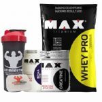 Combo - Whey Pro 1500g Baunilha + Creatina 150g + BCAA + Porta Caps + Coqueteleira - Max Titanium