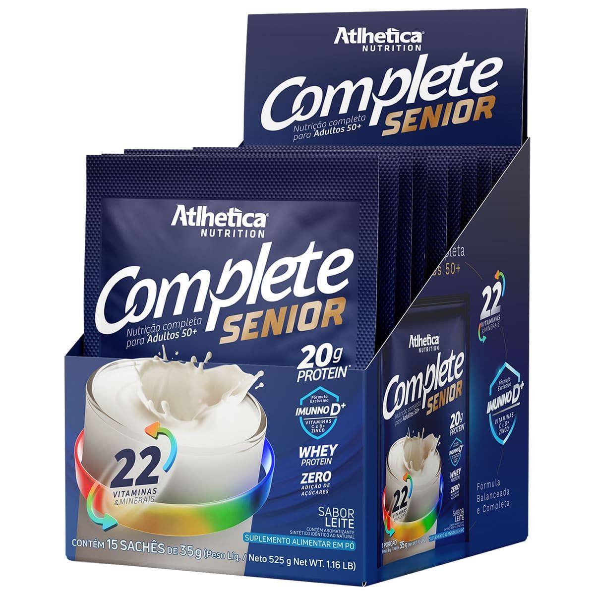 Complete Senior 50 Mais - 15 Sach�s de 35g Leite - Atlhetica Nutrition*** Data Venc. 30/05/2024