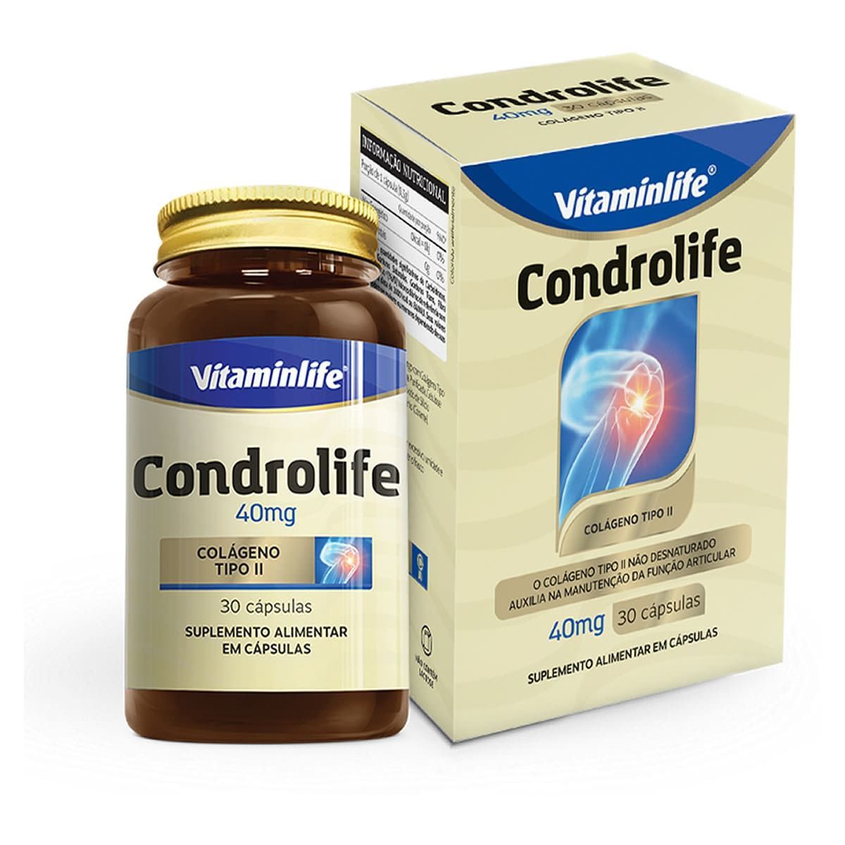 Condrolife Col�geno Tipo II - 30 C�psulas - VitaminLife