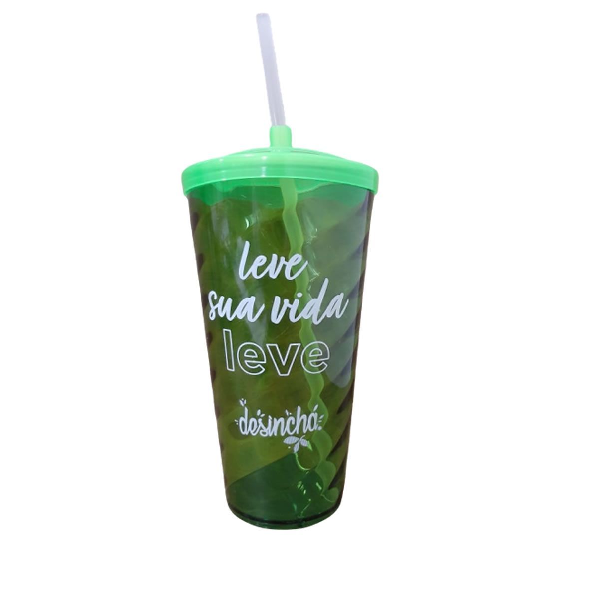 Copo com Canudo - Verde - Desinch�