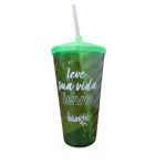 Copo com Canudo - Verde - Desinch�