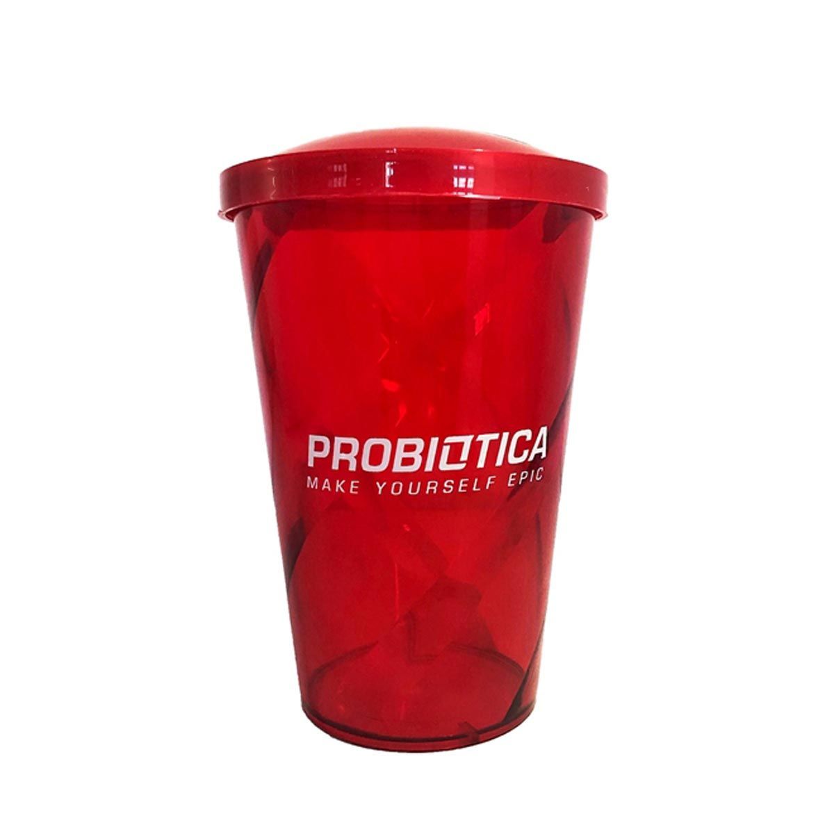 Copo Com Tampa Probi�tica - 600 ml Vermelho - Probi�tica