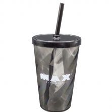 Copo de Acr�lico com Canudo -  600ml Preto - Max Titanium