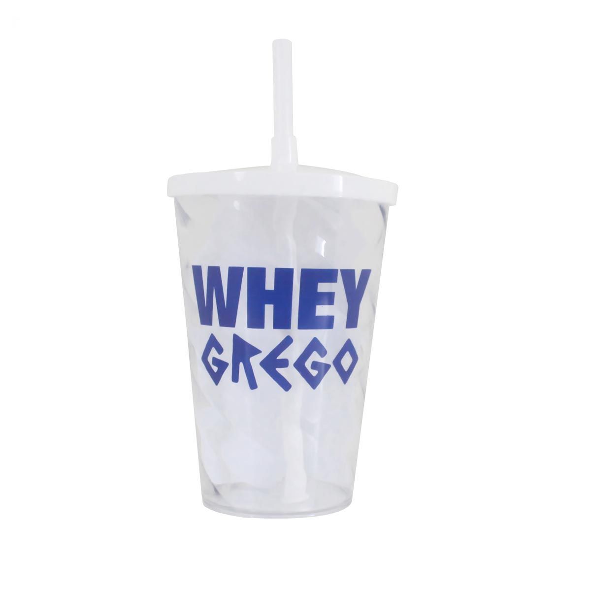 Copo Whey Grego-  Transparente com Azul - Nutrata
