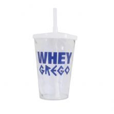 Copo Whey Grego-  Transparente com Azul - Nutrata