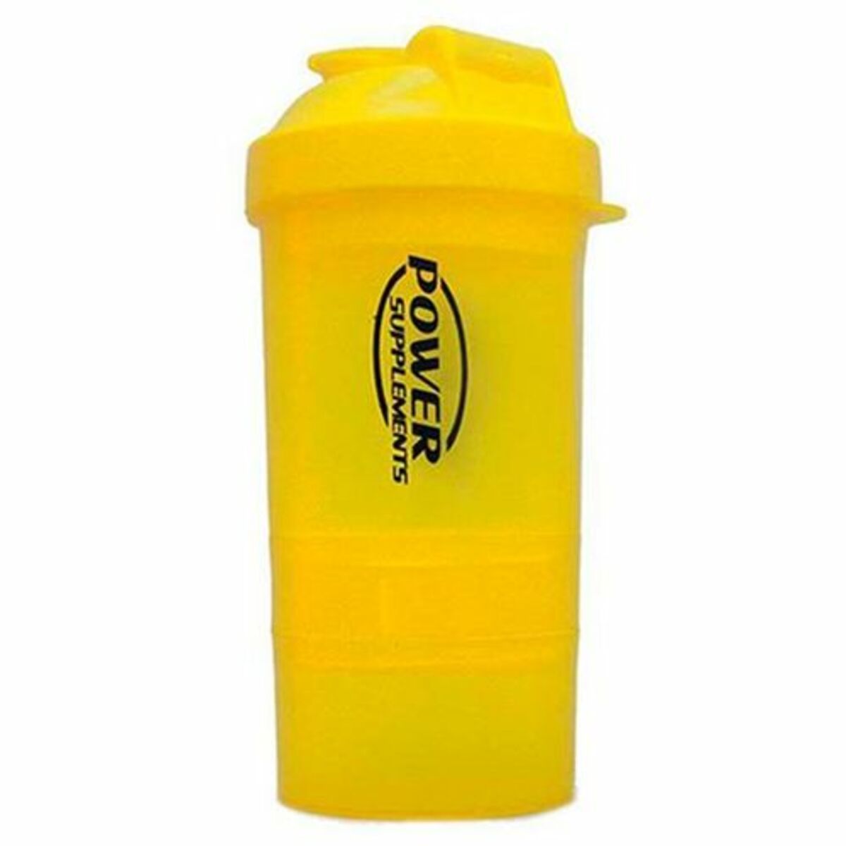 Coqueteleira 2 Doses e porta c�psulas 400ml - Amarela - Power Supplements