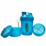 Coqueteleira 2 Doses e porta c�psulas 400ml - Azul - Power Supplements