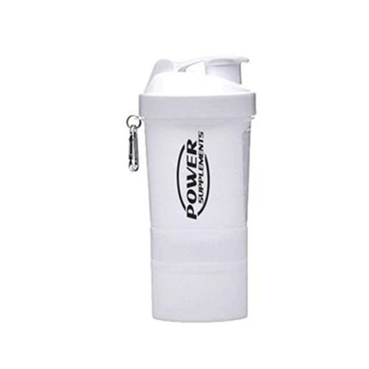 Coqueteleira 2 Doses e porta c�psulas 400ml - Branca - Power Supplements