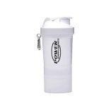 Coqueteleira 2 Doses e porta c�psulas 400ml - Branca - Power Supplements
