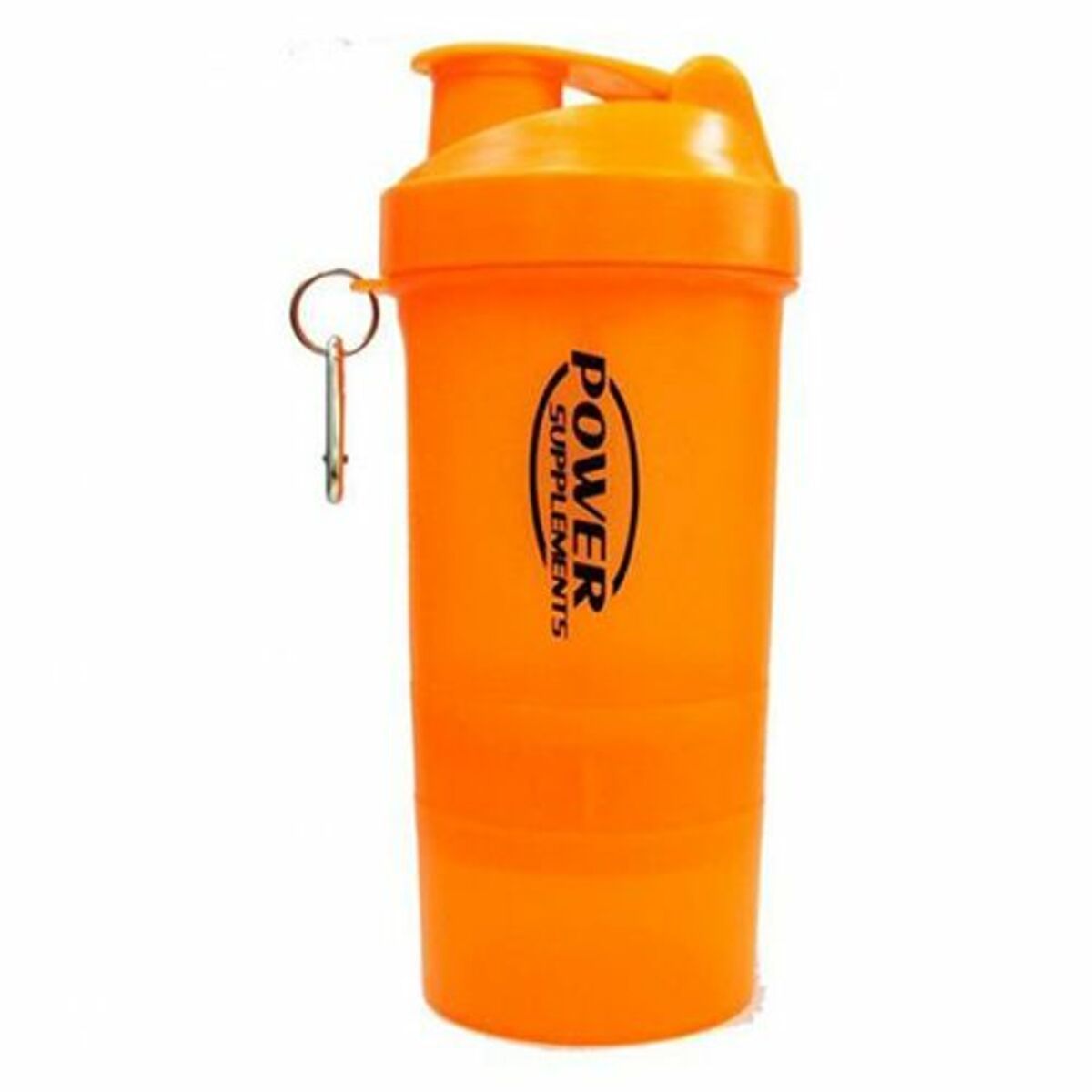 Coqueteleira 2 Doses e porta c�psulas 400ml - Laranja - Power Supplements