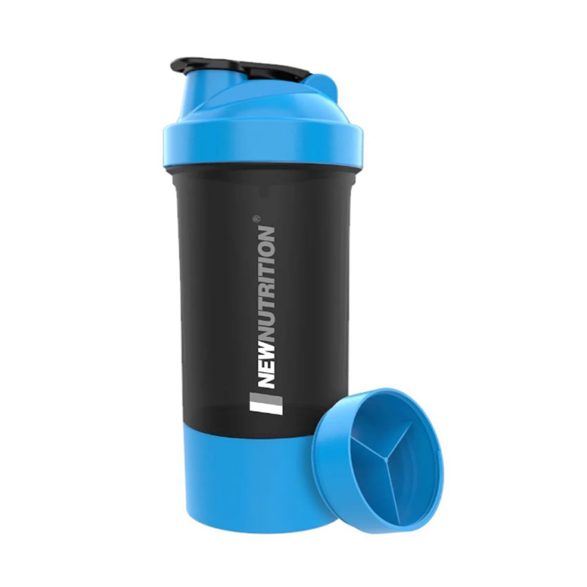 Coqueteleira 3 Doses - 600ml Preta e Azul  - NewNutrition