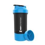 Coqueteleira 3 Doses - 600ml Preta e Azul  - NewNutrition