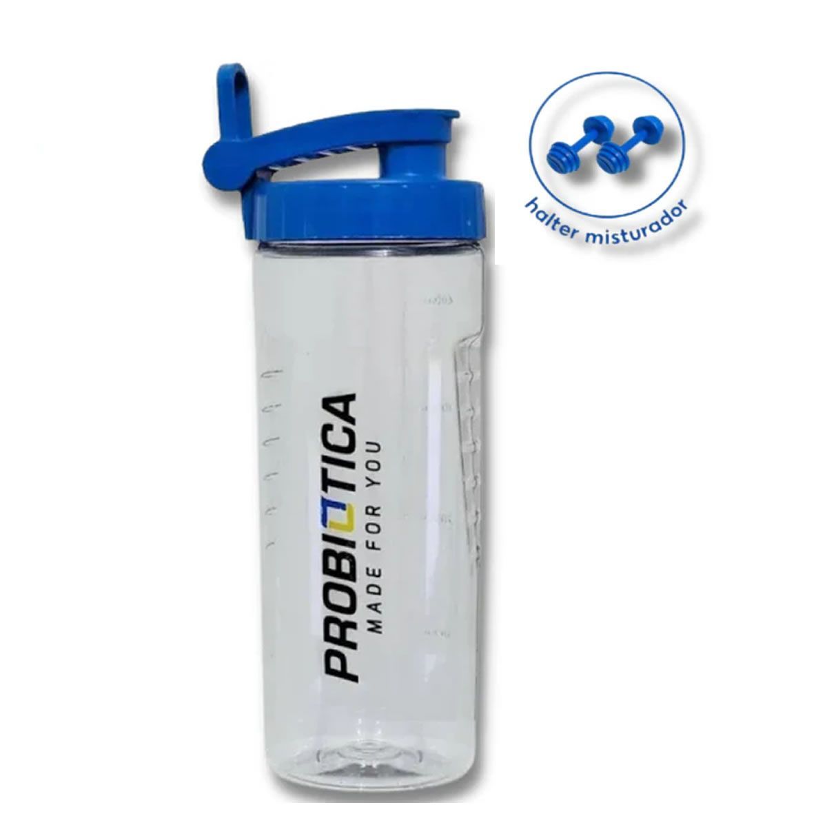 Coqueteleira 400ml - Transparente e Azul - Probi�tica