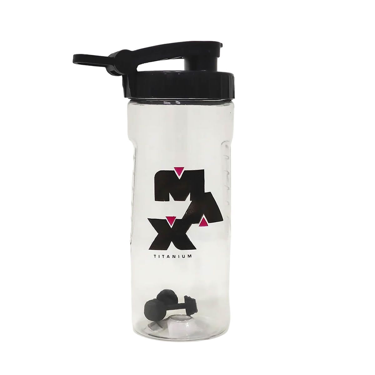 Coqueteleira 400ml - Transparente e Preto - Max Titanium