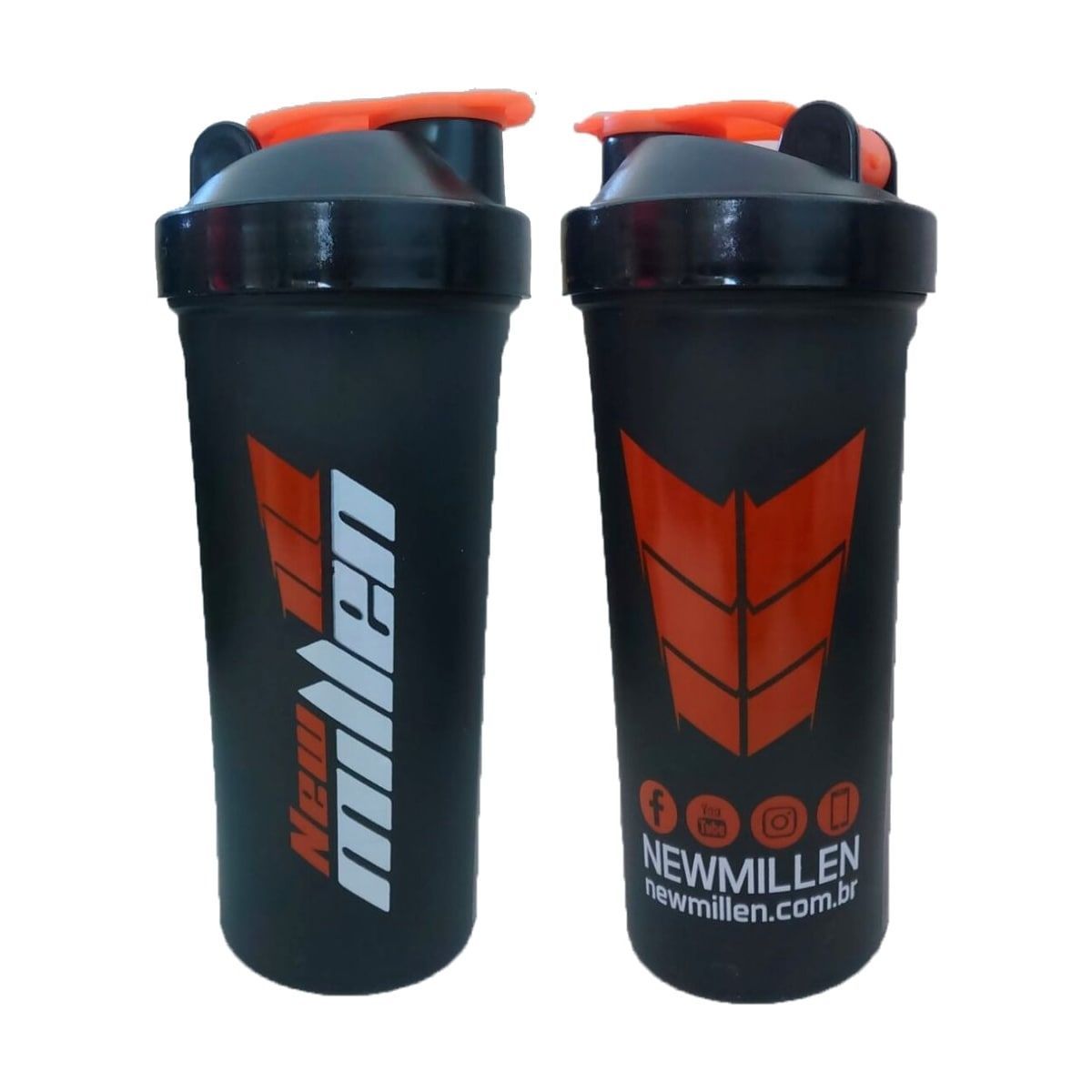Coqueteleira - 600ml Preto/Laranja - New Millen