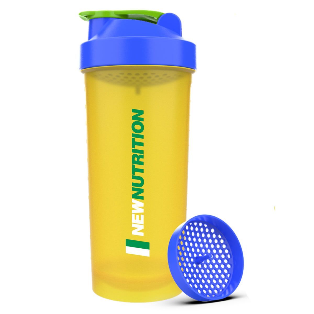 Coqueteleira Brasil Copa do Mundo -  600ml Amarelo Com Tampa Azul - NewNutrition
