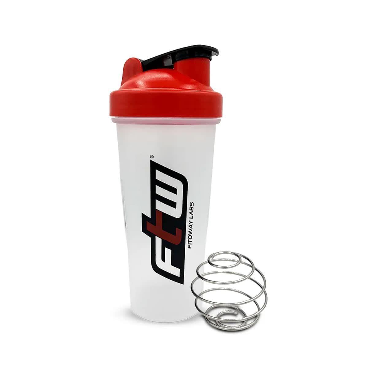 Coqueteleira com Blend - 600ml Transparente Tampa Vermelha - FTW