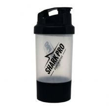 Coqueteleira Dupla - 400ml Transparente e Preta - Shark Pro