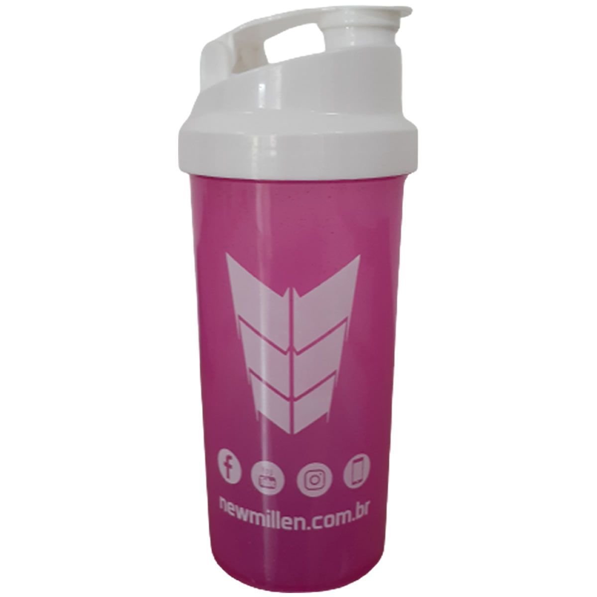 Coqueteleira Feminina - 600ml Rosa e Branco - New Millen