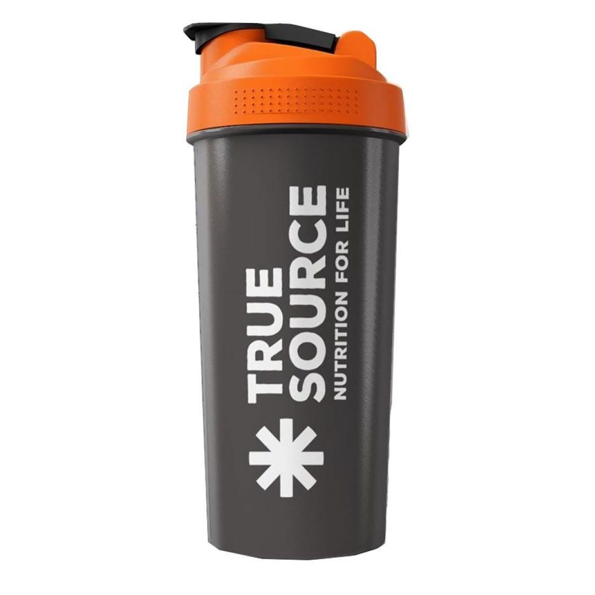 Coqueteleira Slim - 600ml  Preta e Laranja - True Source