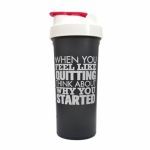 Coqueteleira Slim - 600ml Preto Tampa Branca com Vermelho - OtimaNutri