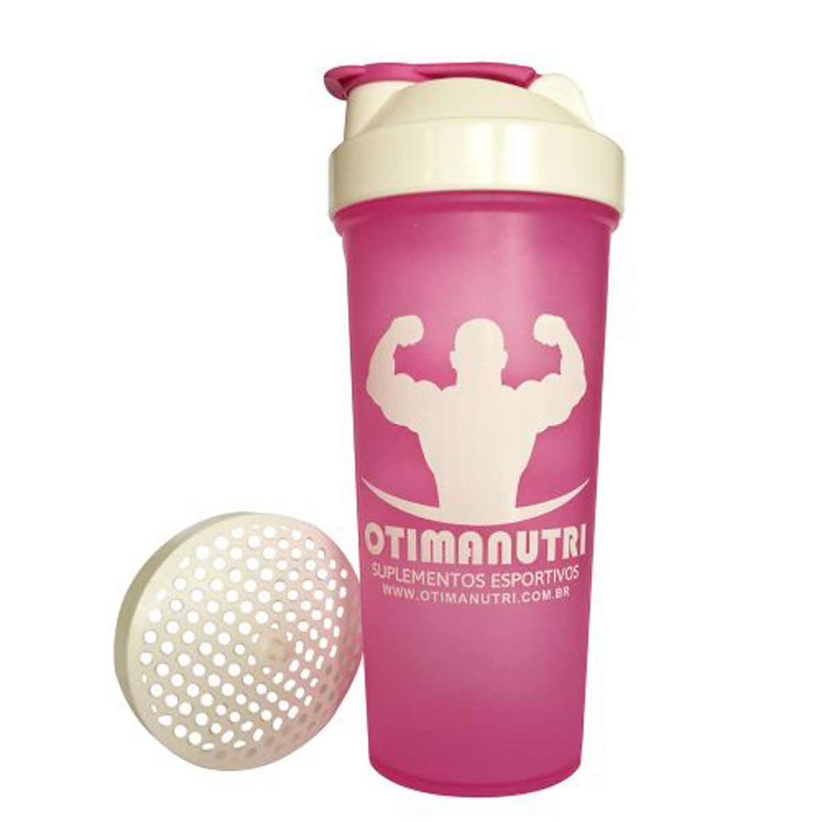 Coqueteleira Slim - 600ml Rosa/Fum� - OtimaNutri