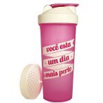 Coqueteleira Slim - 600ml Rosa/Fum� - OtimaNutri