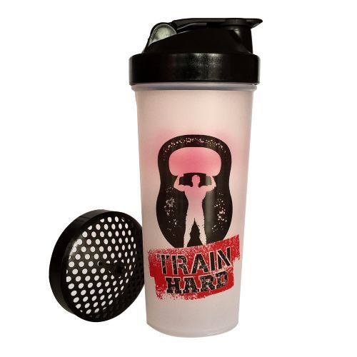 Coqueteleira Slim Train Hard - 600ml Branco/Fum� - OtimaNutri